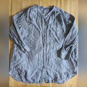 Lands end, 100% linen button down tunic, top size 2X Smock Artist Boho